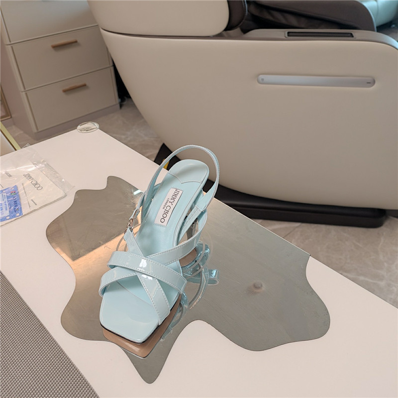 Jimmy Choo Jess 95 Blue Leather Sandals