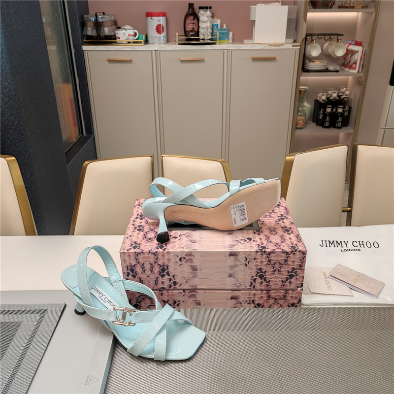 Jimmy Choo Jess 95 Blue Leather Sandals