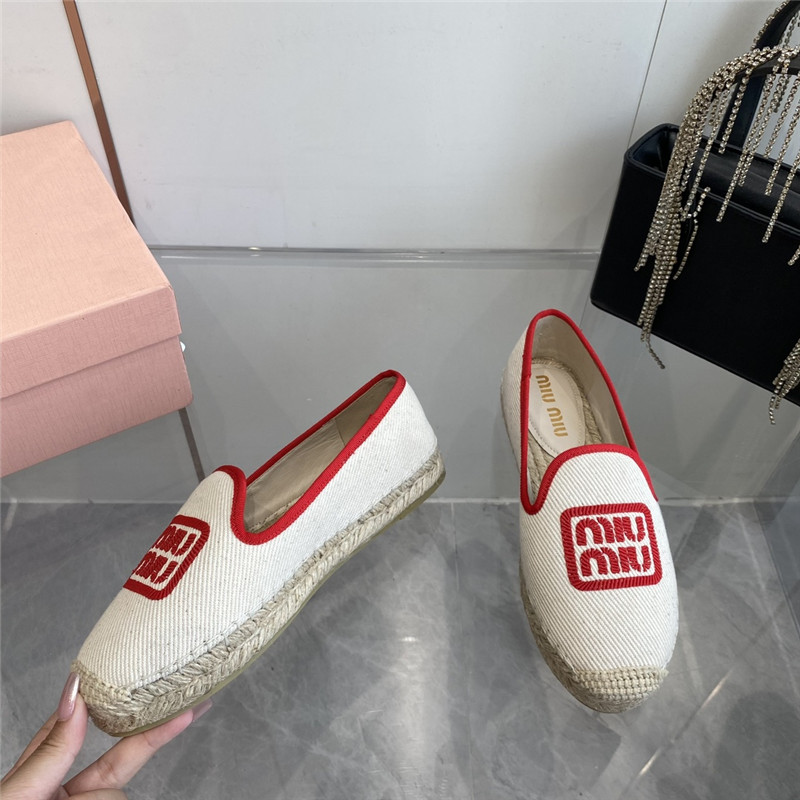 Miu Miu Logo-Embroidered Slip-On Espadrilles