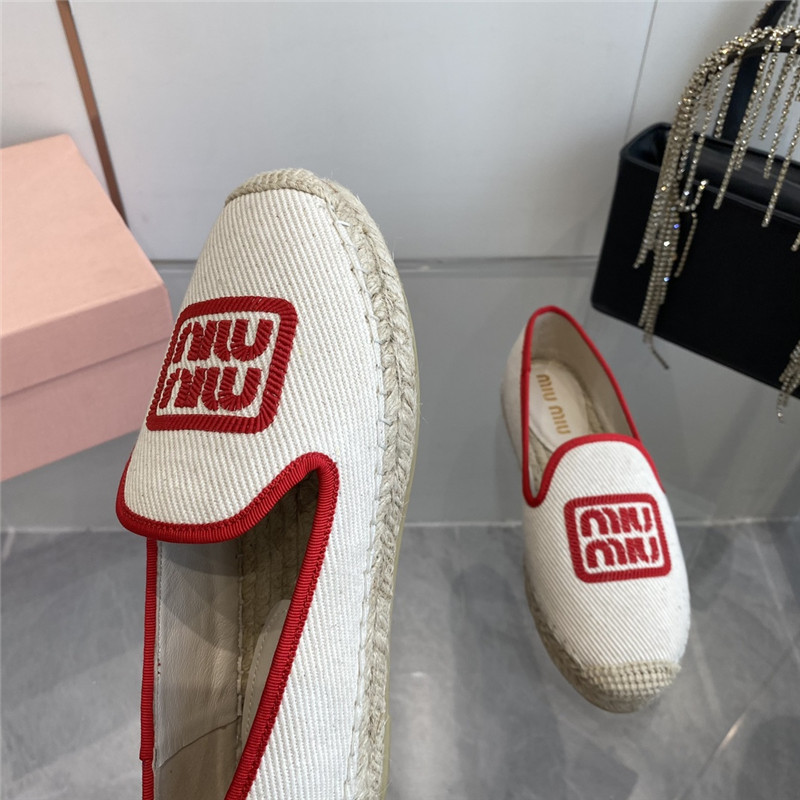 Miu Miu Logo-Embroidered Slip-On Espadrilles