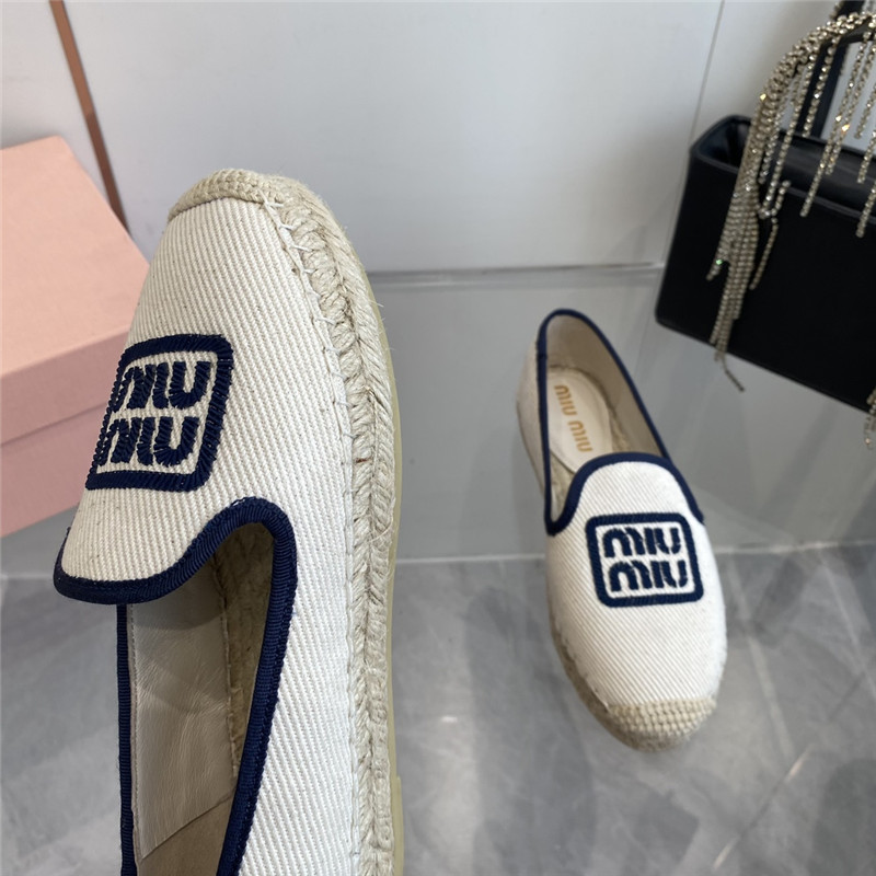 Miu Miu Blue Logo-Embroidered Espadrilles