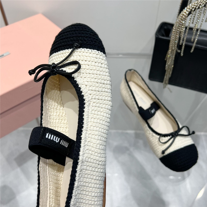 Miu Miu Cotton Crochet Ballet Flats