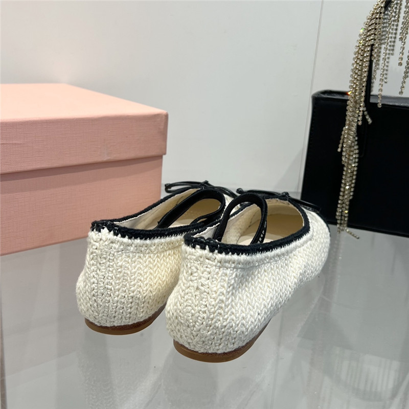 Miu Miu Cotton Crochet Ballet Flats