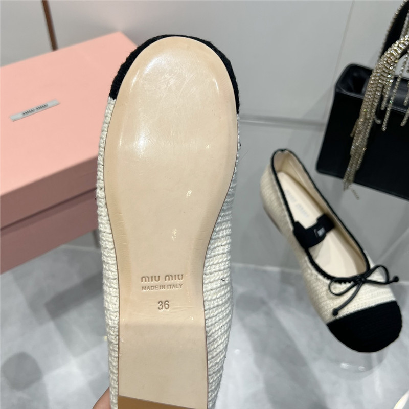 Miu Miu Cotton Crochet Ballet Flats