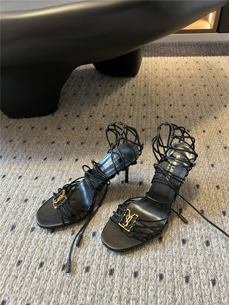 Saint Laurent Babylone 90mm Leather Sandals in Black