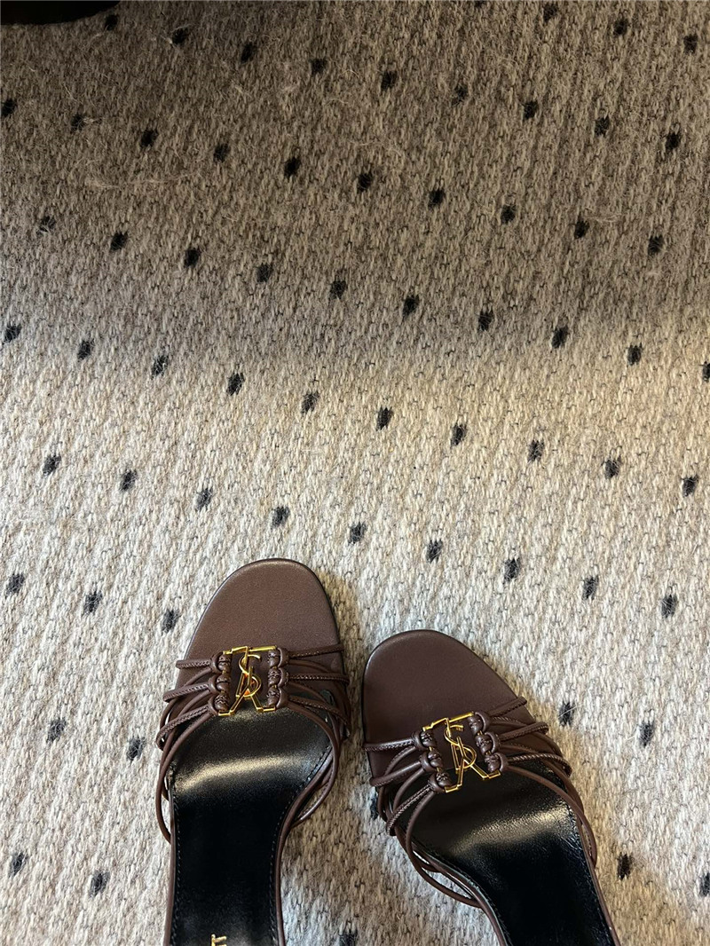 Saint Laurent Babylone 90mm Leather Sandals in Brown