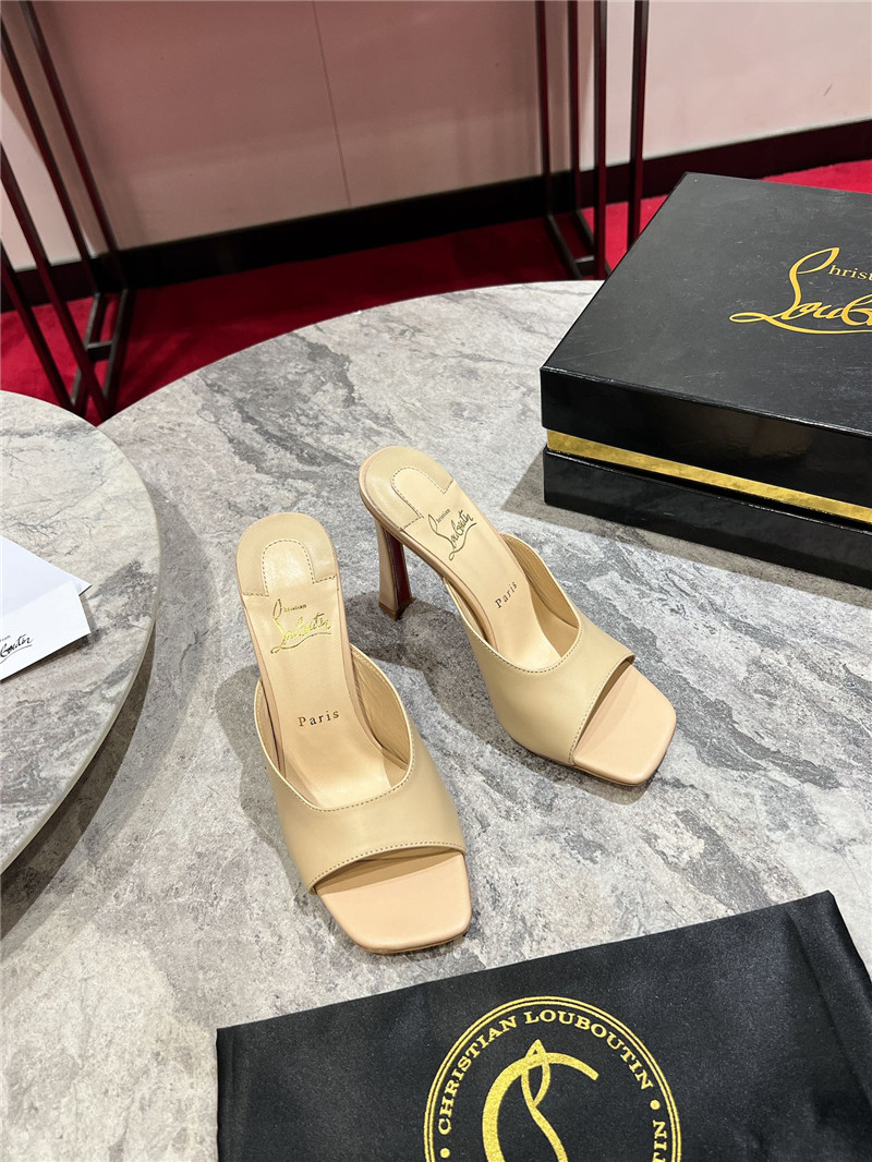 Chr1st1an louboutin condora 85 beige leather mules