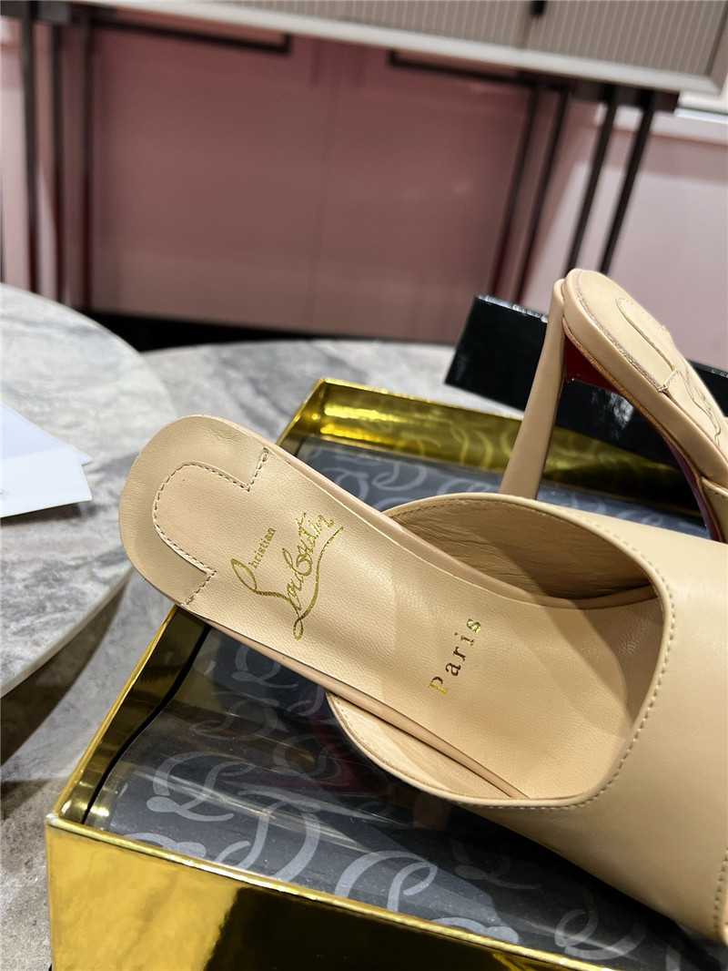 Chr1st1an louboutin condora 85 beige leather mules