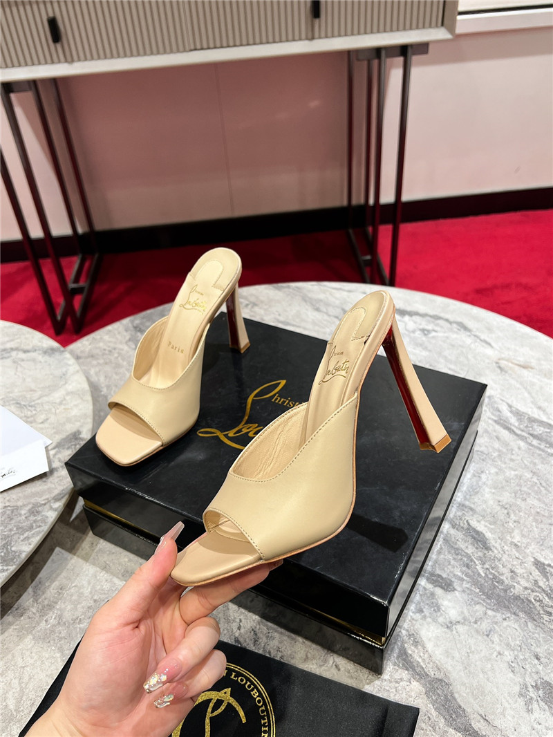 Chr1st1an louboutin condora 85 beige leather mules