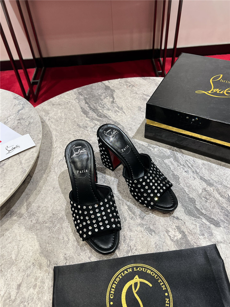 Christian Louboutin Jane 85 Black Strass Mules