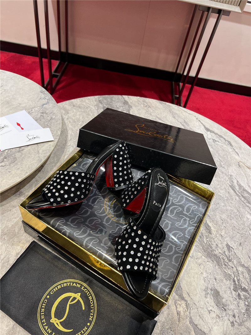 Chr1st1an louboutin jane 85 black strass mules