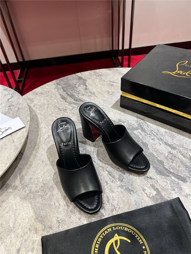 Christian Louboutin Square Heel Calfskin Mules