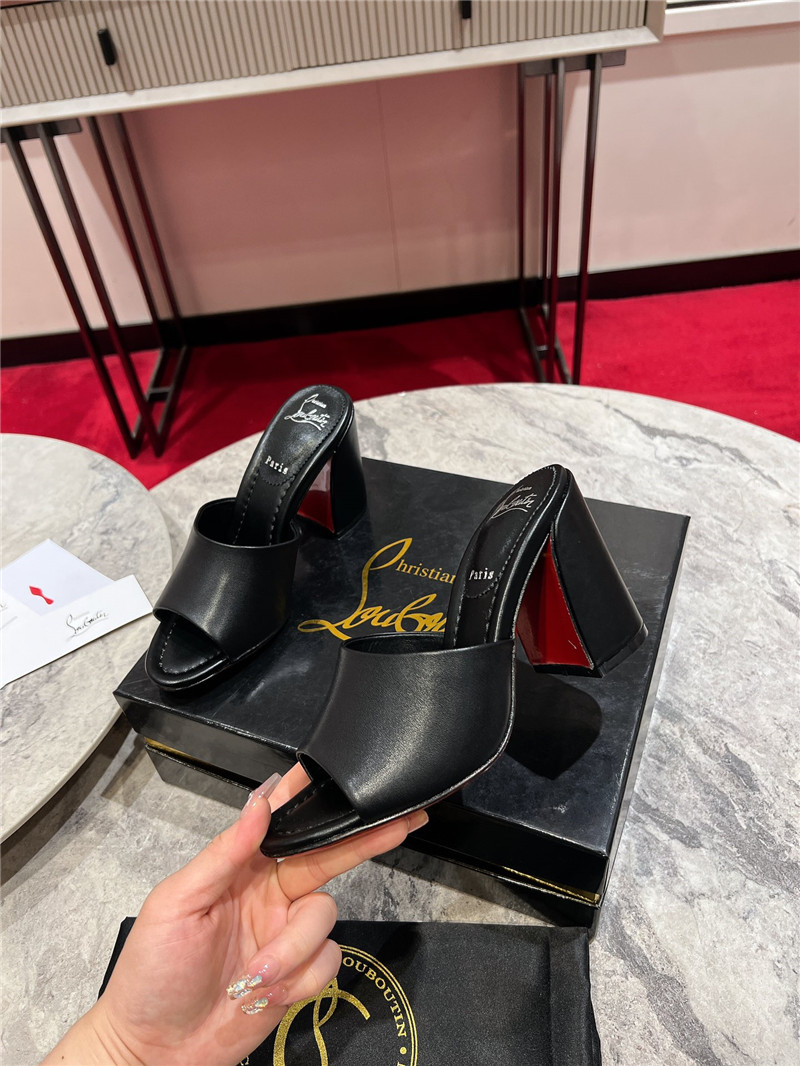 Chr1st1an louboutin square heel calfskin mules