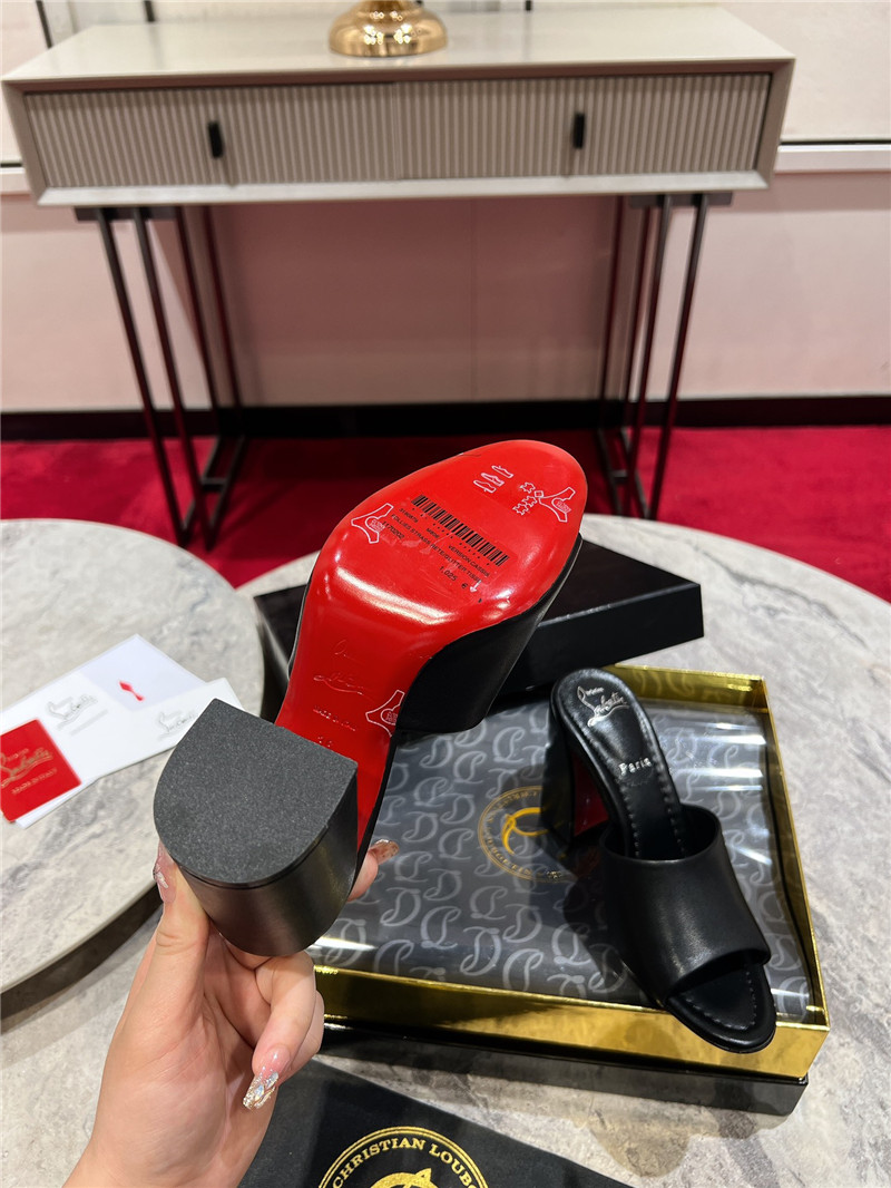 Chr1st1an louboutin square heel calfskin mules