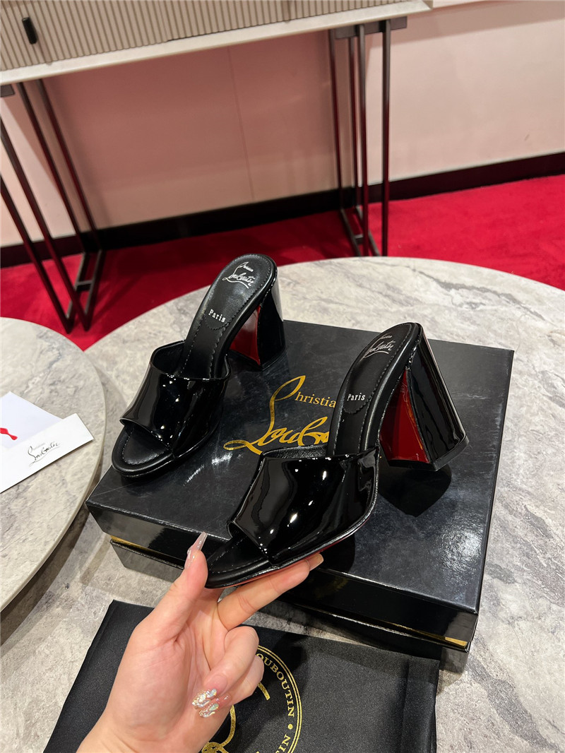 Christian Louboutin Square Heel Patent Leather Mules