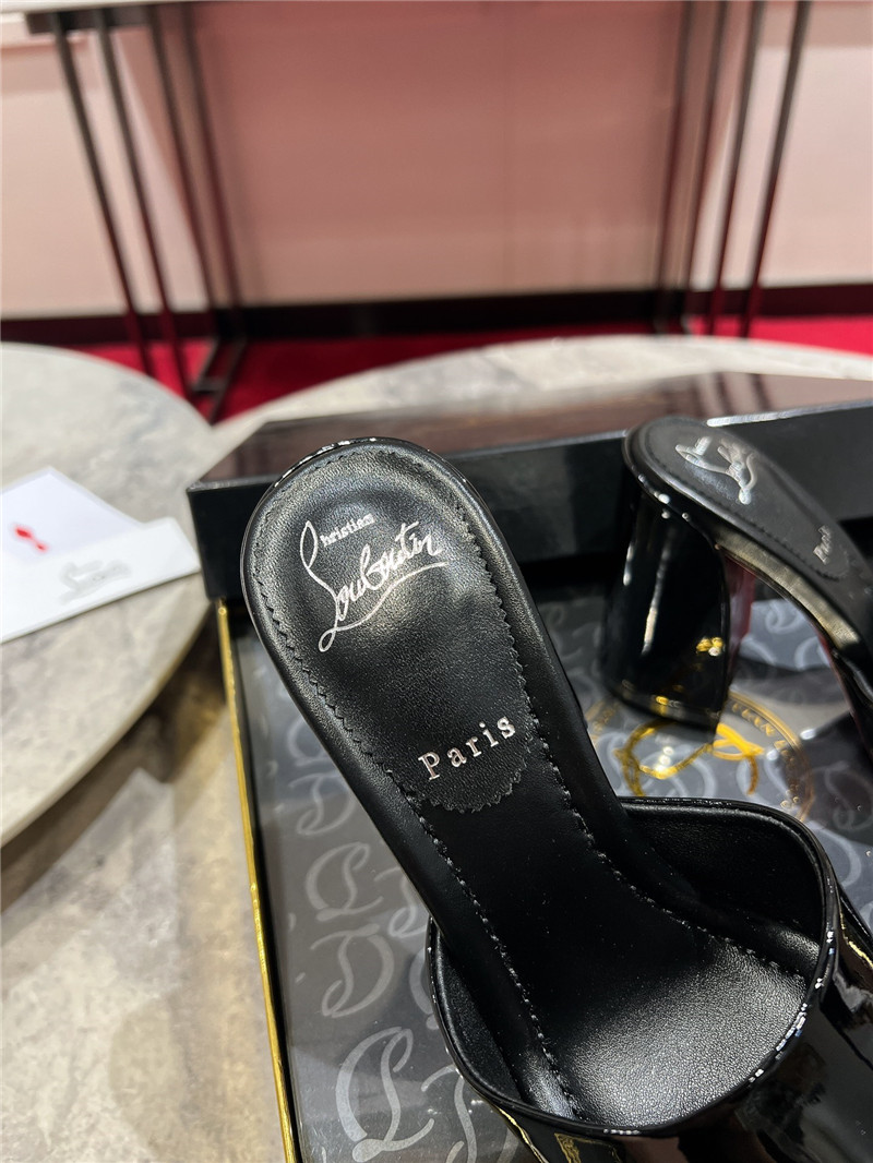 Christian Louboutin Square Heel Patent Leather Mules