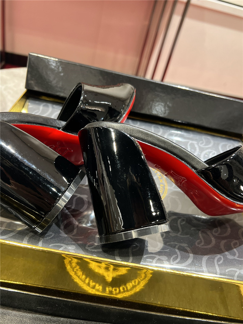 Christian Louboutin Square Heel Patent Leather Mules