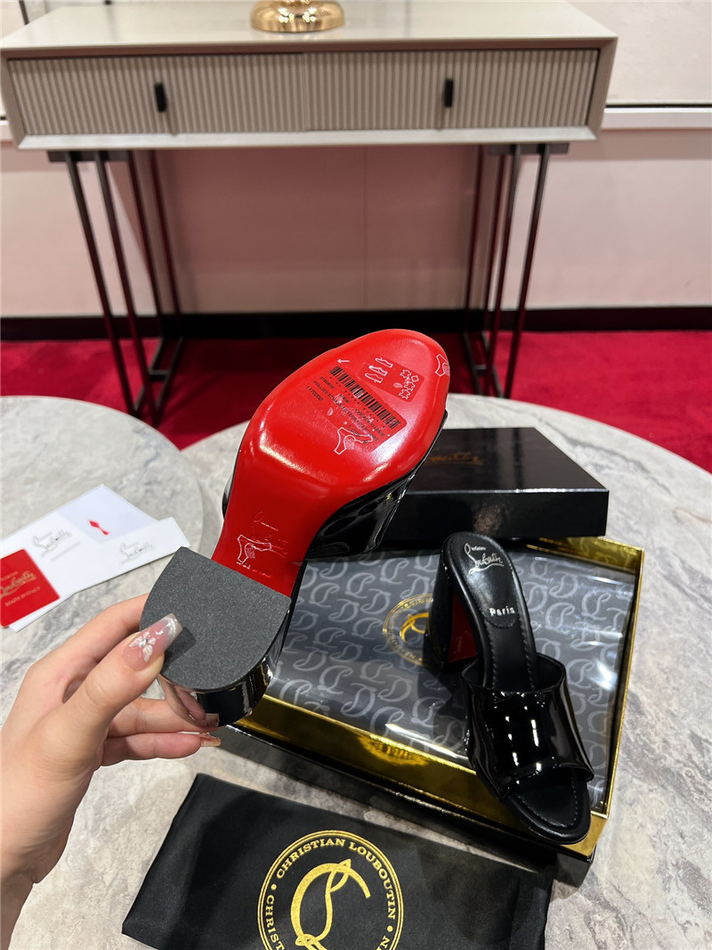 Christian Louboutin Square Heel Patent Leather Mules