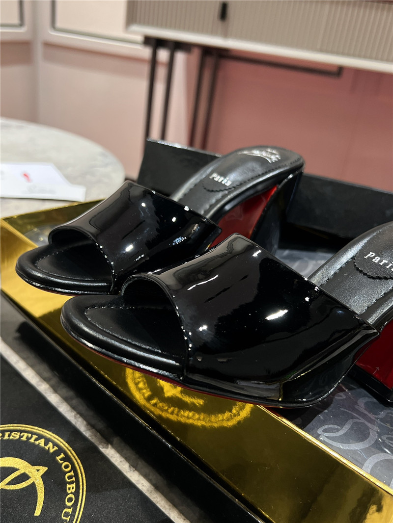 Christian Louboutin Square Heel Patent Leather Mules