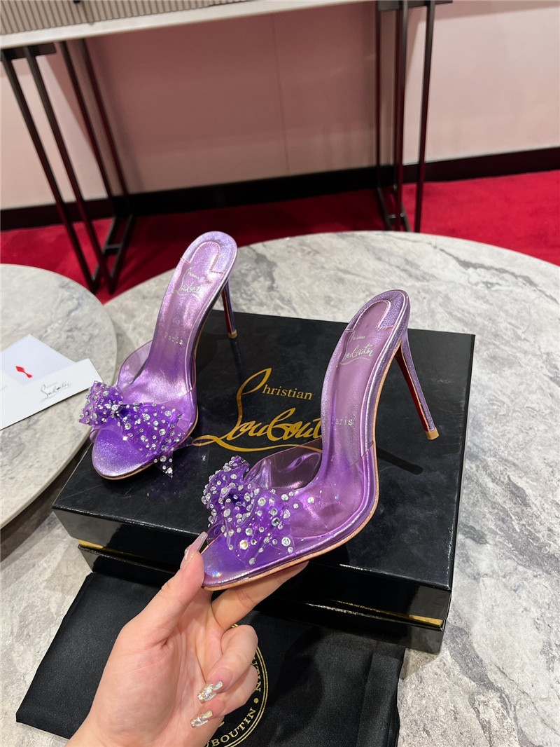 Chr1st1an louboutin aqua 80mm leather mules in purple