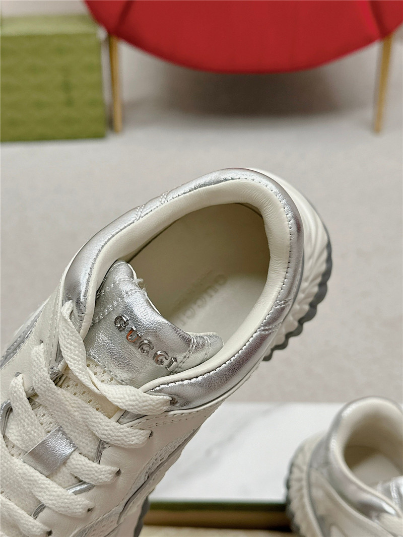 Gucci Silver Patent Leather Platform Sneakers