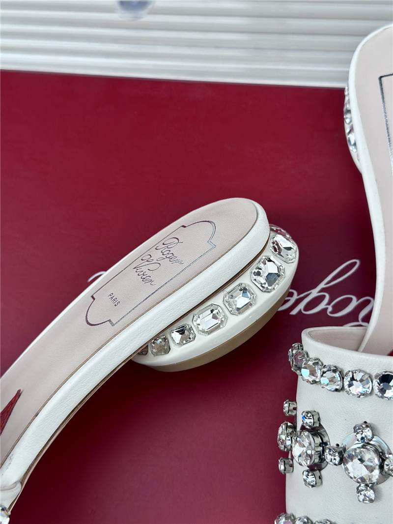 Roger Vivier Leather Disco 25 Mules White