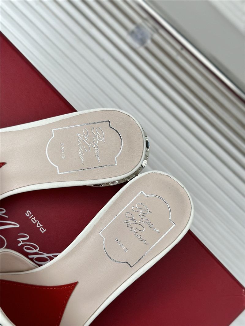 Roger Vivier Leather Disco 25 Mules White