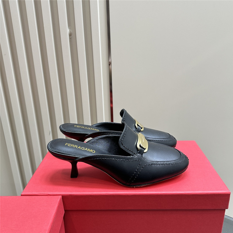 Ferragamo 55mm Crocodile-Effect Leather Mules