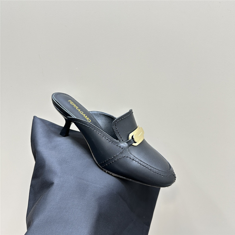 Ferragamo 55mm Crocodile-Effect Leather Mules