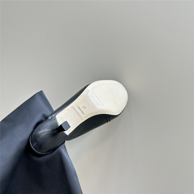 Ferragamo 55mm Crocodile-Effect Leather Mules