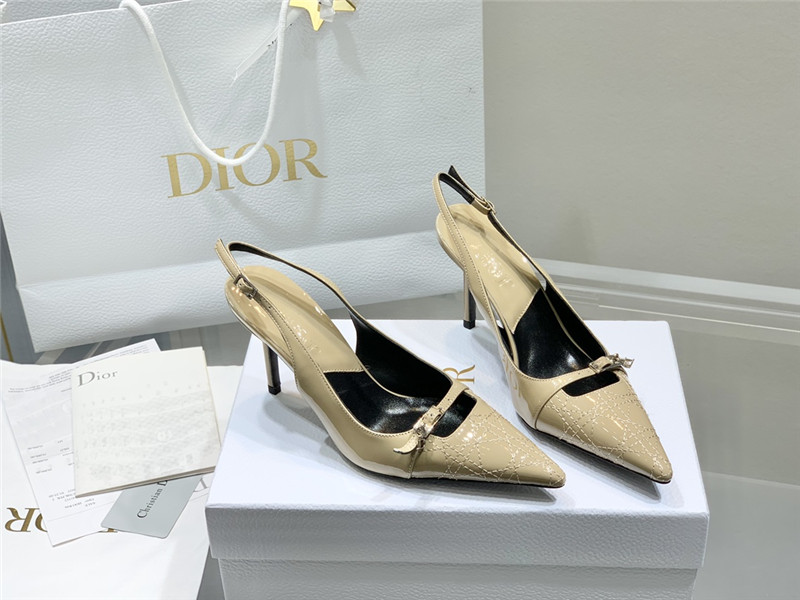 Dior Slingback Pointed Toe Pumps Beige