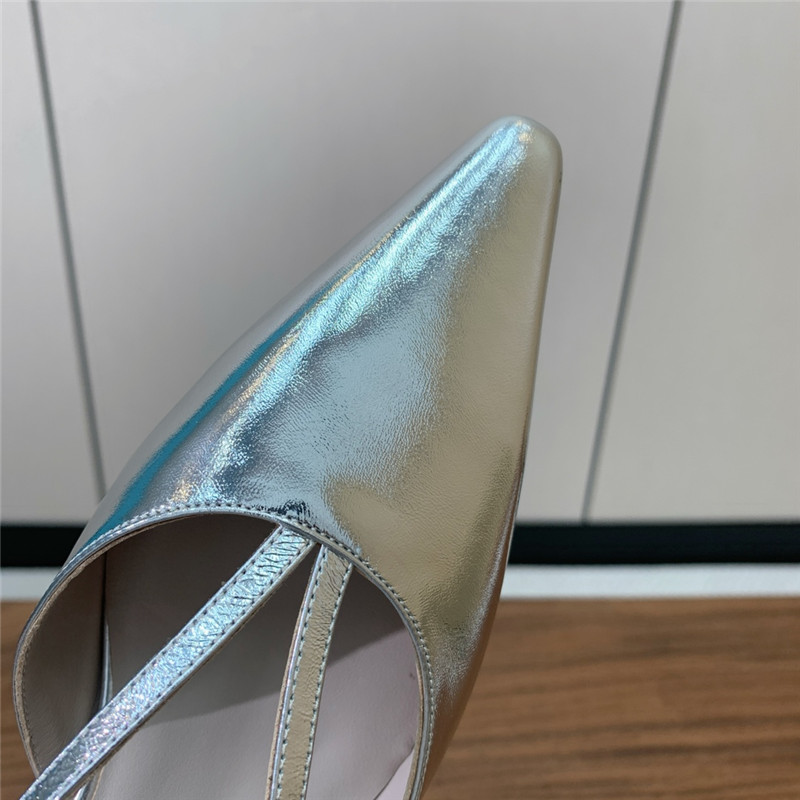 The Row Silver Pointed Toe Slingback Pumps