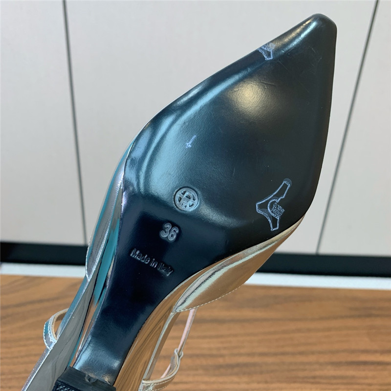 The Row Silver Pointed Toe Slingback Pumps