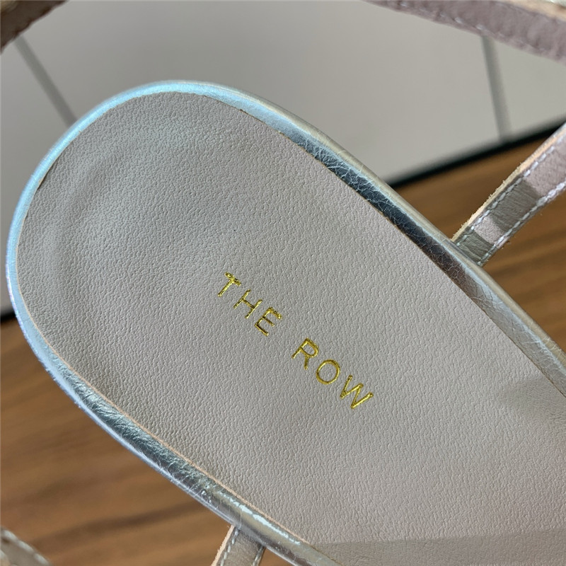 The Row Silver Patent Leather Wedge Sandals