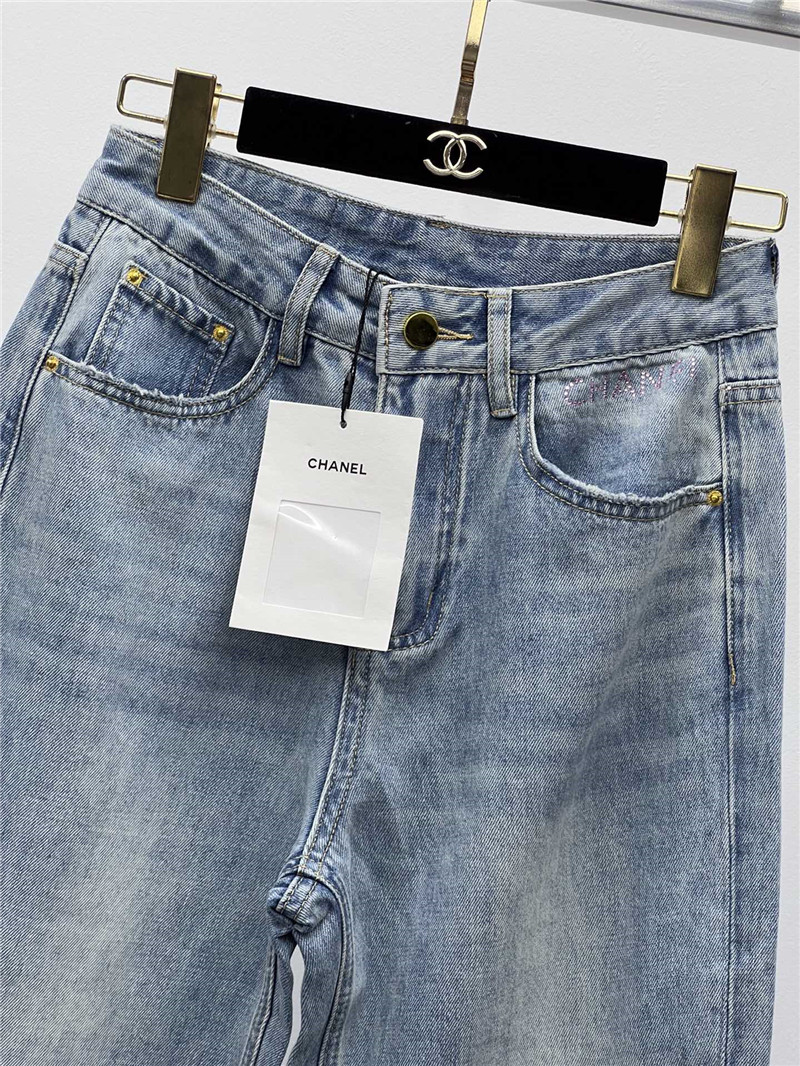 ch**el hot D1am0nd denim wide leg pants replica d&g clothing