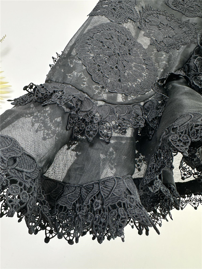 zimm asymmetric lace trim midi skirt replica clothes