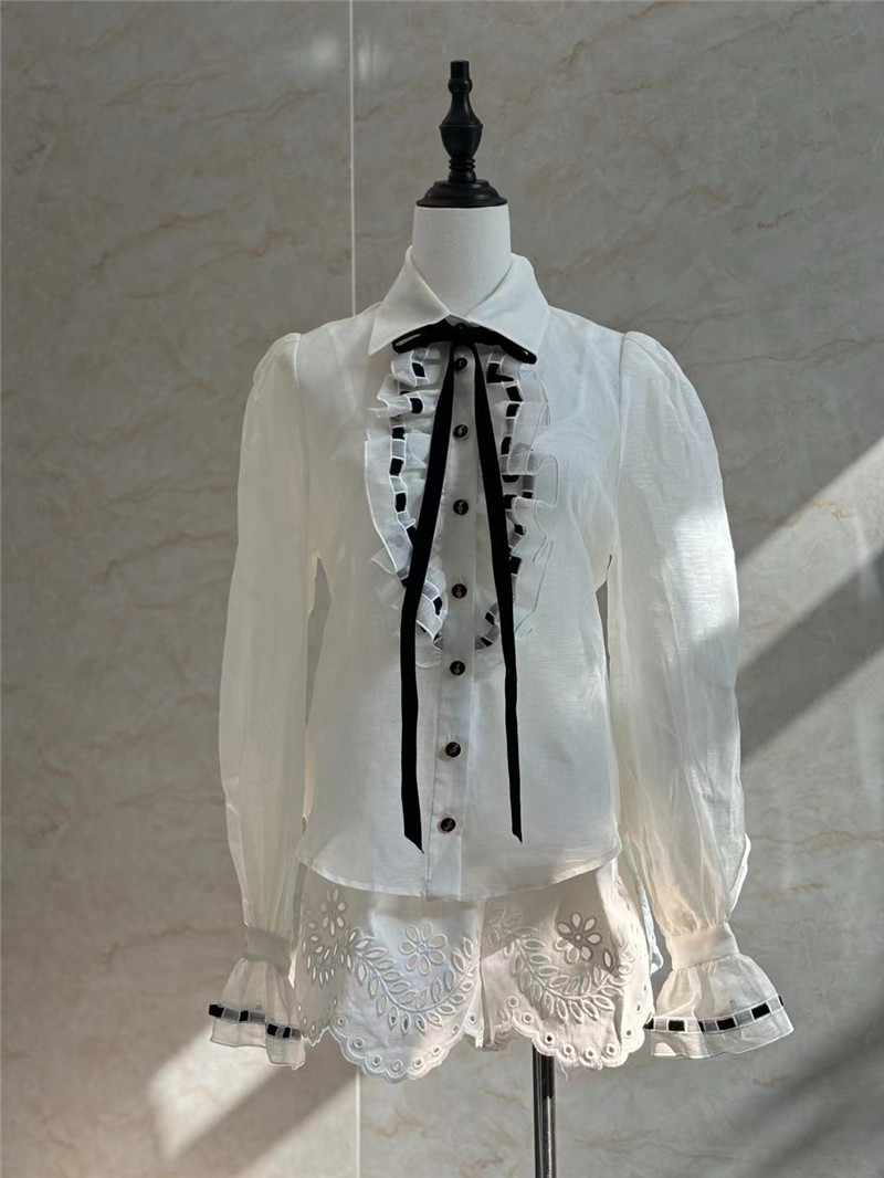 zimm silk and linen embroidered ribbon shirt replica clothing