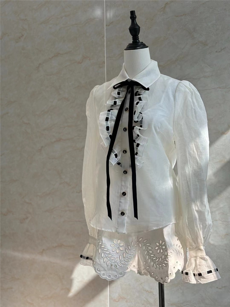 zimm silk and linen embroidered ribbon shirt replica clothing