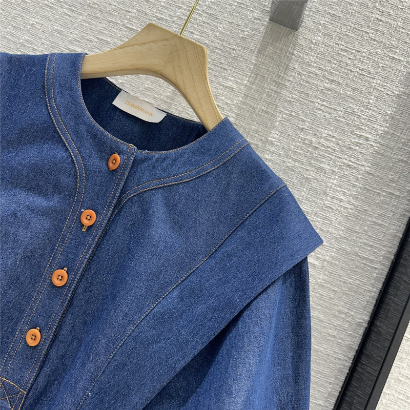 zimm blue belted waist denim dress replicas clothes