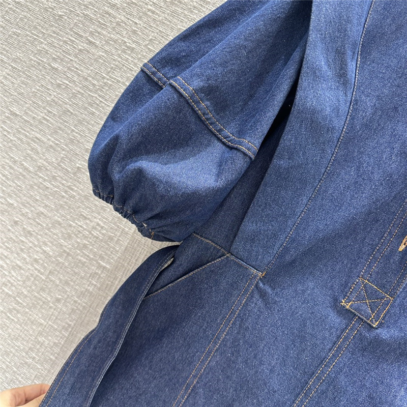 zimm blue belted waist denim dress replicas clothes