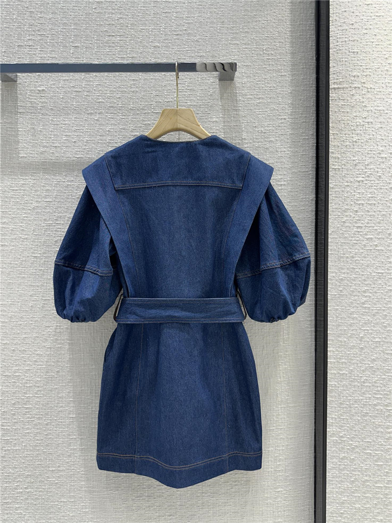 zimm blue belted waist denim dress replicas clothes