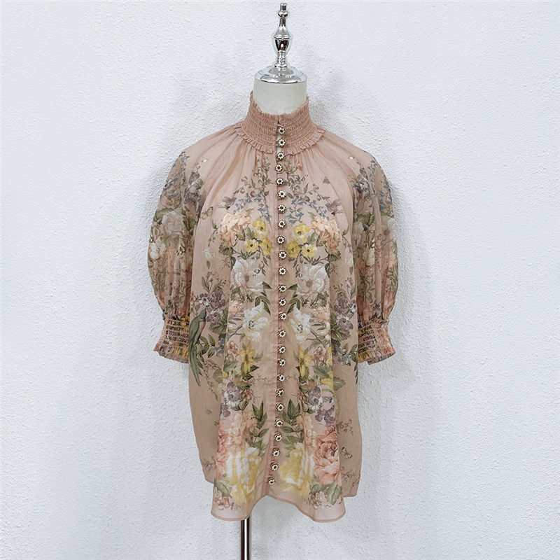 zimm popular ramie buckle top + Linen shorts replicas clothes