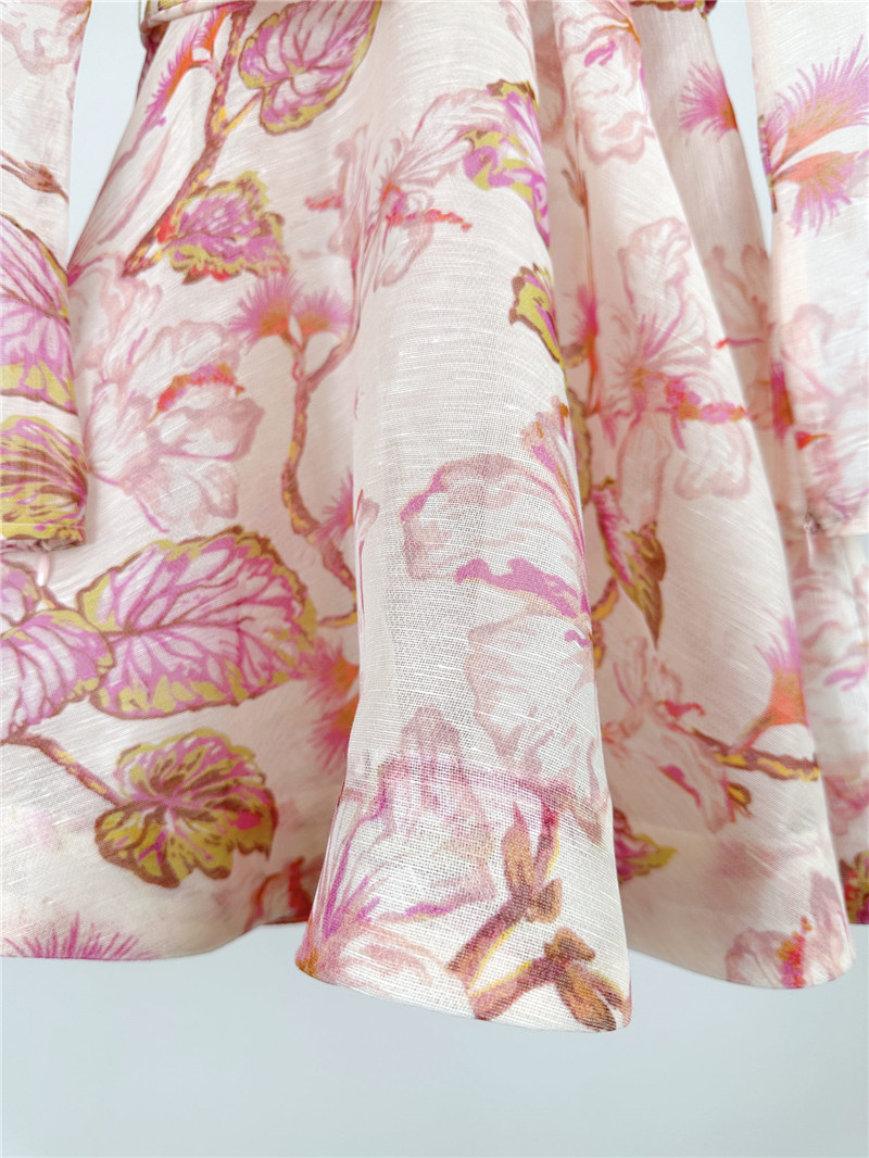 zimm floral pattern long sleeve mini dress replica clothing