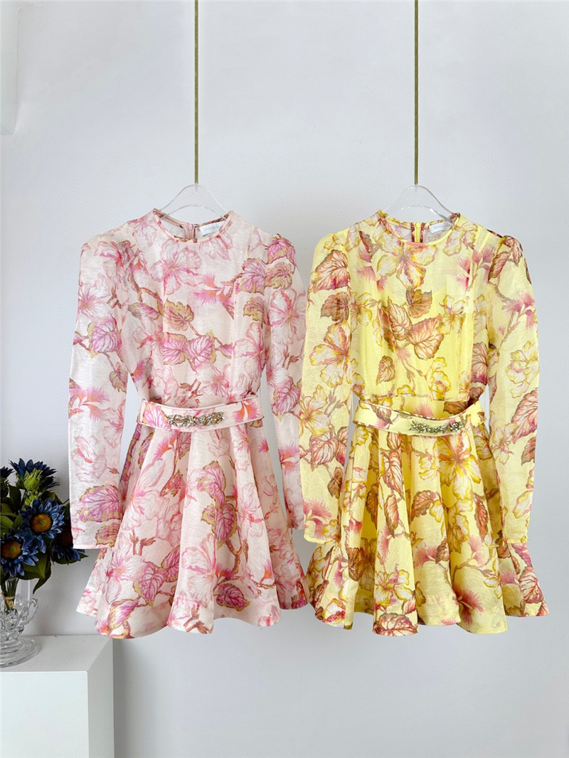 zimm floral pattern long sleeve mini dress replica clothing