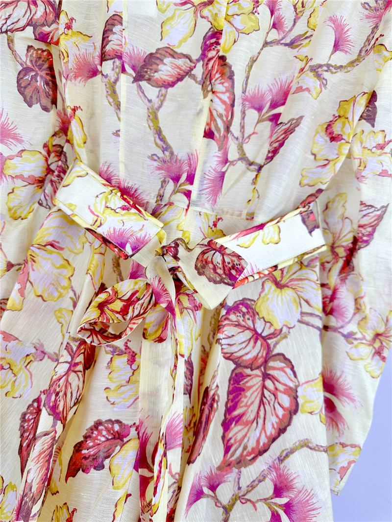 zimm floral pattern long sleeve mini dress replica clothing