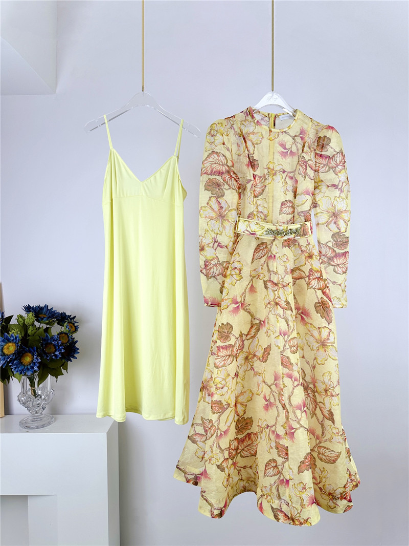 zimm floral pattern long sleeve midi dress replica clothes