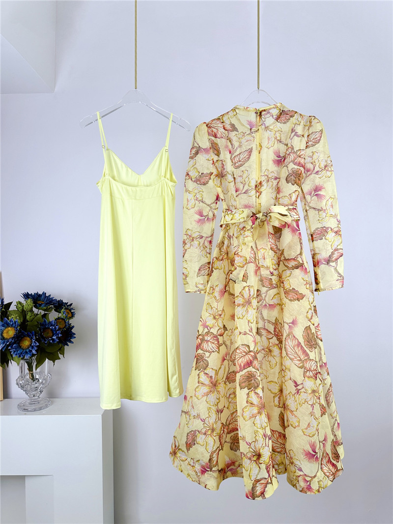 zimm floral pattern long sleeve midi dress replica clothes