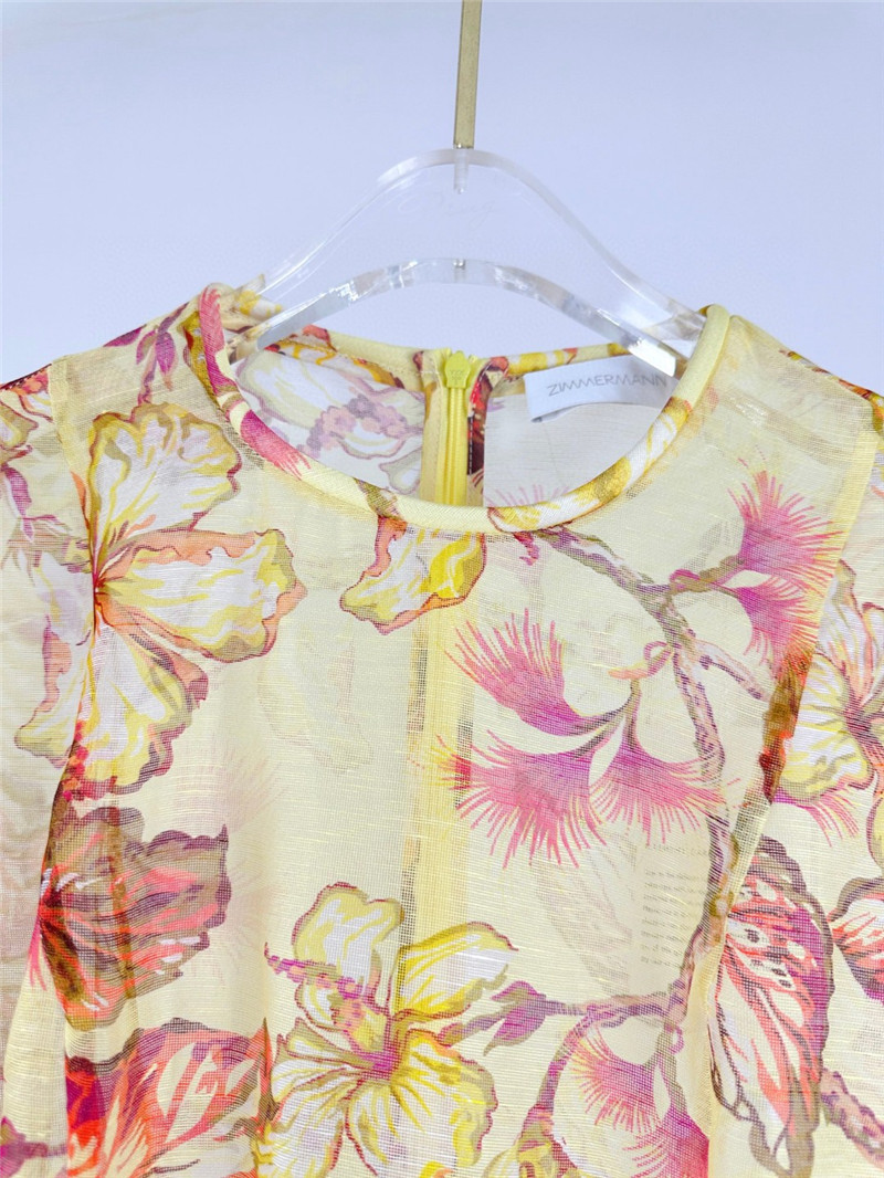 zimm floral pattern long sleeve midi dress replica clothes