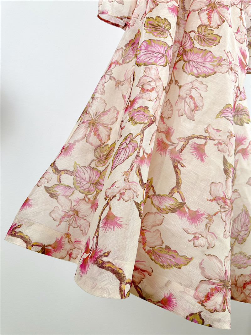 zimm floral pattern long sleeve midi dress replica clothes