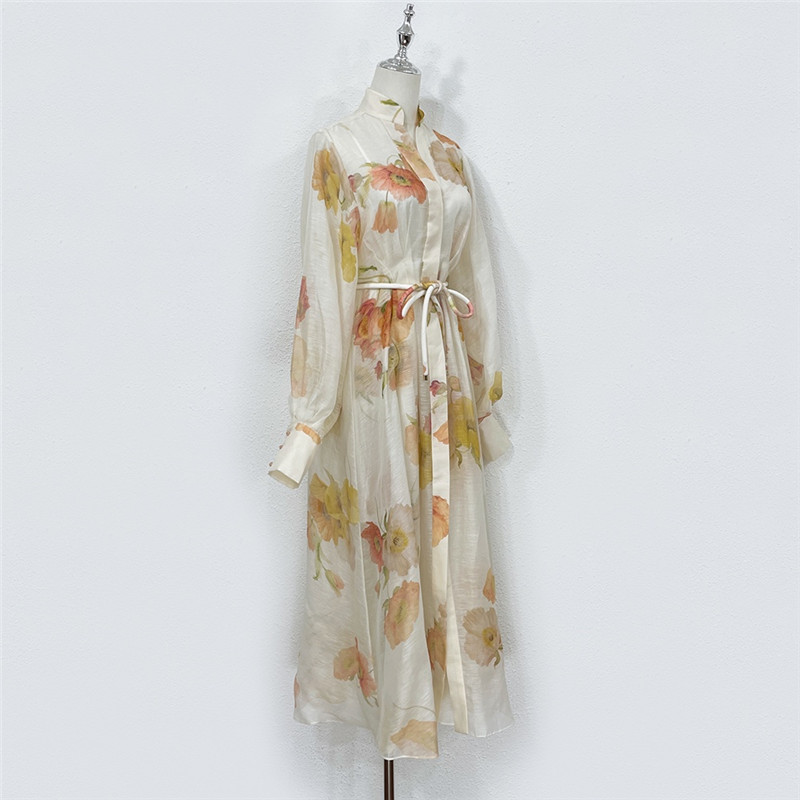 zimm silk and linen printed coat dress replica d&g clothing